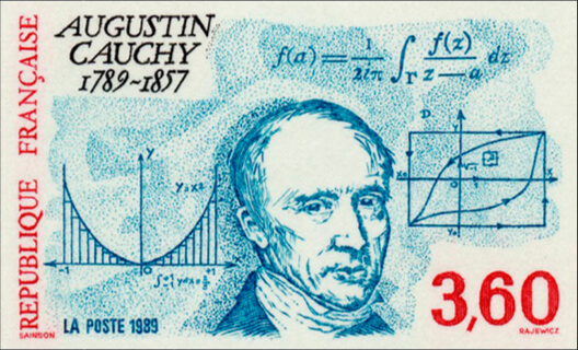 Selo de Augustin-Louis Cauchy (1789–1857) com fórmulas do gradiente
